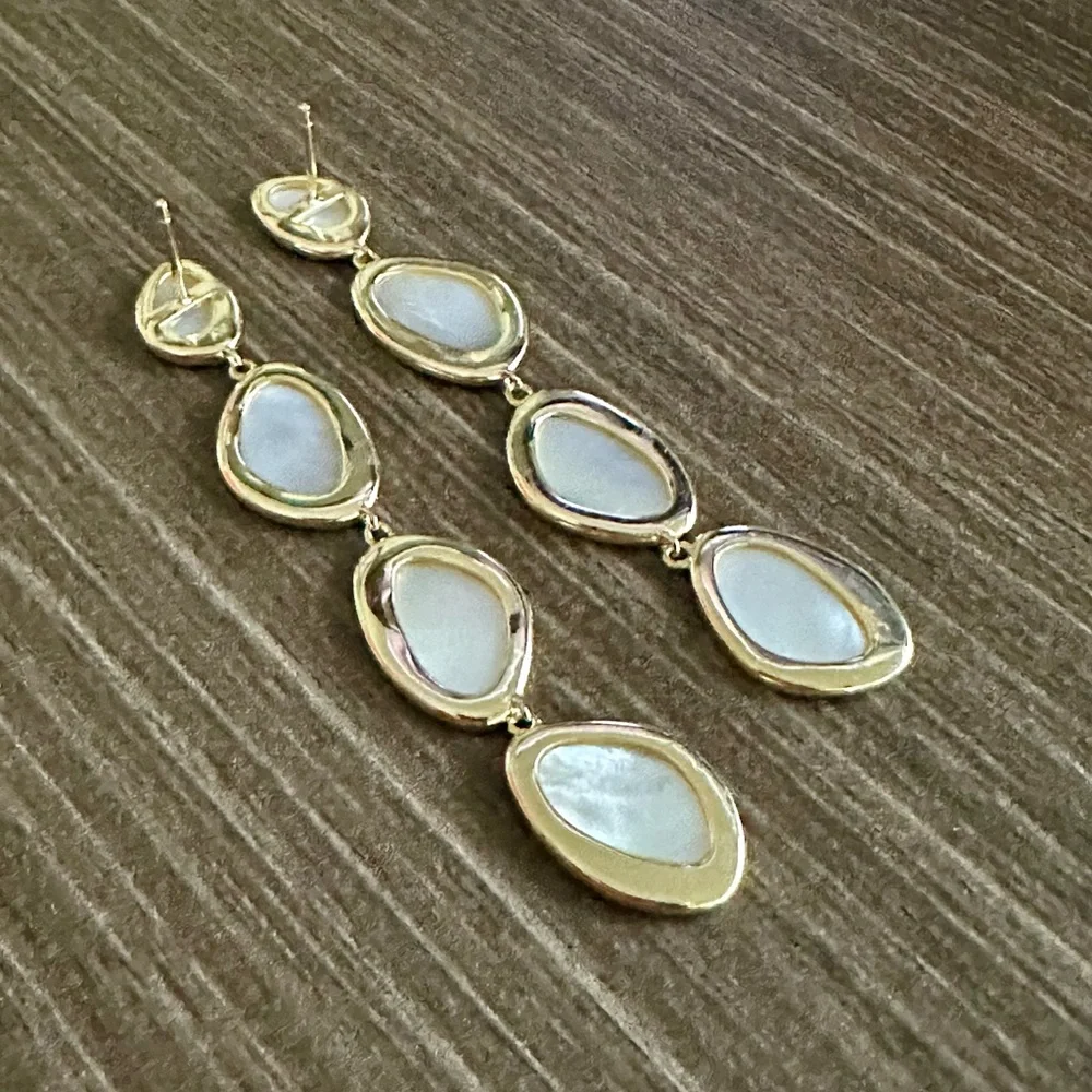 COPY - Argento Vivo Mother of Pearl Linear Drop Earrings - Picture 9 of 12